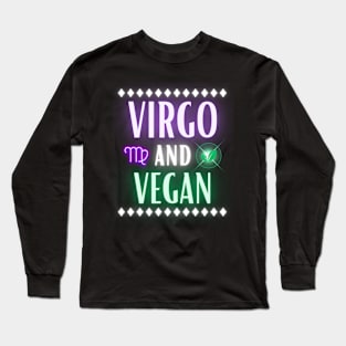 Virgo and Vegan Retro Style Neon Long Sleeve T-Shirt
